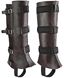 FORNYIN Brown Men's Costume Boot Cover Renaissance Pirate Boots Cover PU Leather Steampunk Shoes Cover,Viking Medieval Boot Cover Leg Gaiters Cosplay Accessary
