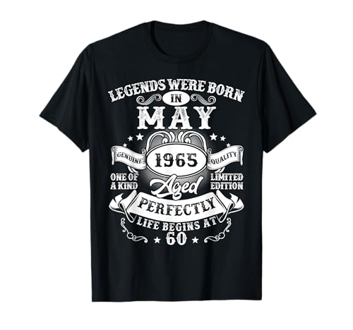 Image of Legend Were Born In May 1965 Vintage 60th Birthday Men Women T-Shirt