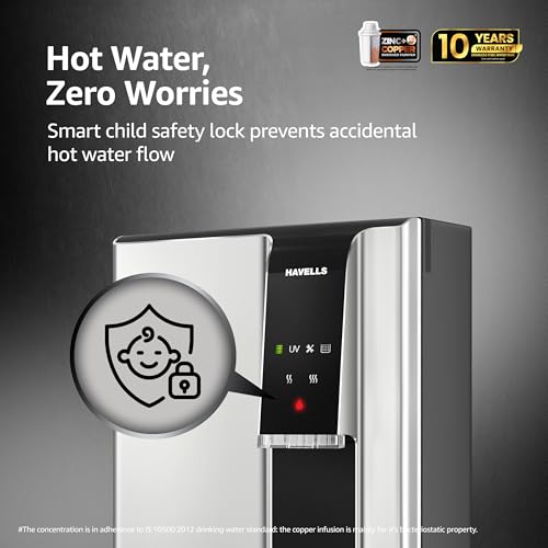 Image of Havells Gracia Alkaline Water Purifier | RO+UV+Alkaline | Free Unlimited Service Visits for 1 Yr | Hot, Warm & Ambient Water | 10 Stage Purifier | 7.6 L SS Tank | For Borewell, Tanker, Municipal Water