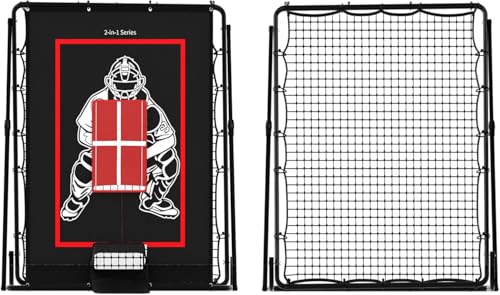Baseball Pitching Target and Rebounder Net, 2-in-1 Dual-Sided Baseballs Training Equipment Pitching Net with Strike Zone, Hitter Pitch Trainer Baseballs Gifts for Boys Kids Throwing Training Practice