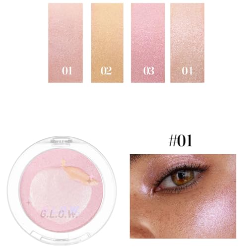 Highlighter Makeup Contour Palette, Long Lasting Shimmer Blush Luminizer, Smooth Highly Pigmented Glow, Highlighting Bronzer Powder Easy to Extend, Glitter Natural for Face Body 9g (#01 Peach) - Image 4