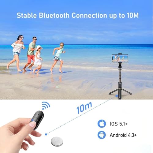 Image of BESTOR Selfie Stick Tripod with Wireless Remote, Extendable 3-in-1 Bluetooth Stand for Vlogging, Photography, Reels & Video Calls, Compact & Portable (Black)