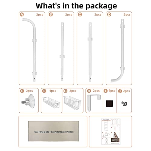 Egepon Over The Door Pantry Organizer Rack, 6 Baskets Pantry Door Organization And Storage, Heavy-Duty Metal Door Shelf Hanging Door Spice Rack For Kitchen Pantry Bathroom,White #TOP5