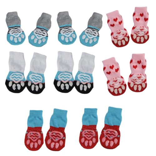 Yardwe Pares Calcetines Antideslizantes para Mascotas Pie Calcetines para Largo Calzado para Perros Medias Pata Tobillo Botines De Perro Calcetines Calientes Algodón
