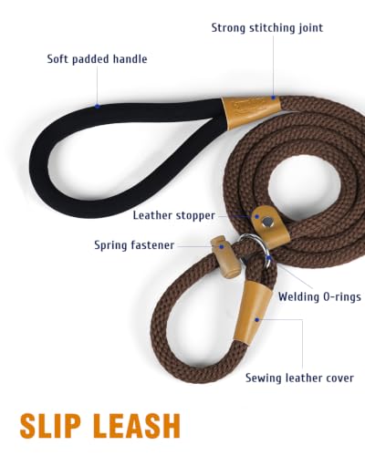 Image of Dog Leash Slip Lead Braided Rope Pet Training Loop Leashes 5ft 6ft 8ft