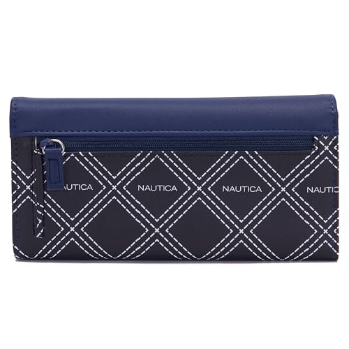 Image of Nautica Money Manager RFID Women's Wallet Clutch Organizer, Navy Blue