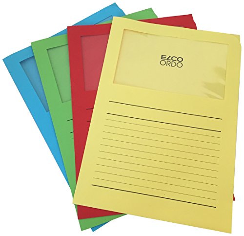Pochettes coins Elco avec fenetre 120 g/m² 22x31 sous-chemises A4 assorties