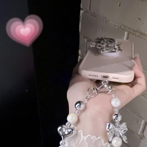 [EZ PEACH] ストラップ スマホ パールチェーン 落下防止 携帯ストラップ ハンドストラップ 女の子 吊り下げペンダント装飾 持ち手 ビーズ持ち手 取っ手 ビーズストラップ 交換用バッグチェーン 可愛い レディース バッグ小物 (G)