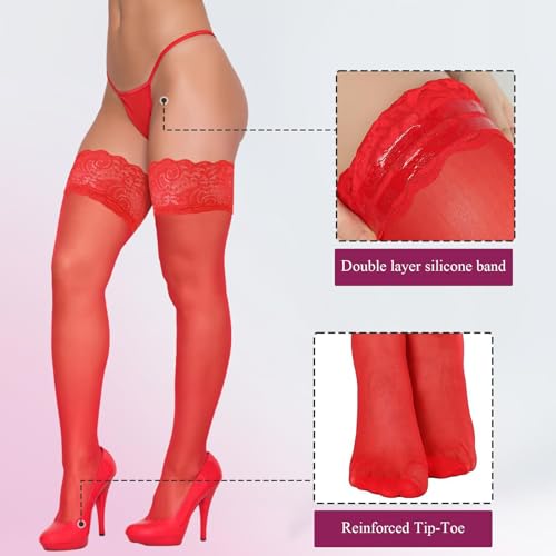 Plus Size Thigh High Stockings for Women – Lace Top Stay Up Sheer Thigh Highs,Lingerie Stockings Pantyhose2