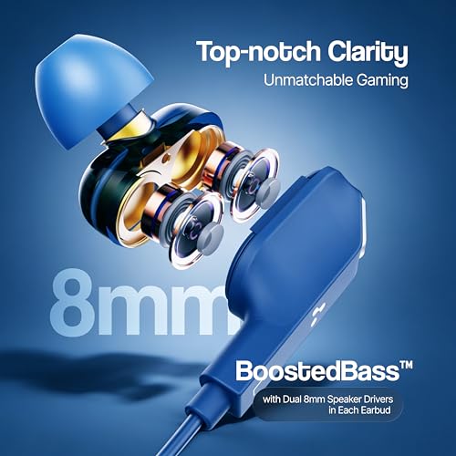 Image of Ambrane Type C Wired Earphones with Mic, Dual Dynamic Drivers, Hi-Fi Stereo Sound, Deep Bass, in-Ear Earphones for Gaming, Music & Calls, Compatible with Type C Smartphones, iPhone,Android, Ipad