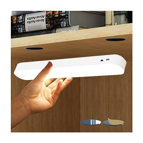 Feallive Lampe de placard à LED, lampes de dessous d'armoire à gradation, lampes à coller sans fil, barre d'éclairage de nuit magnétique avec batterie rechargeable