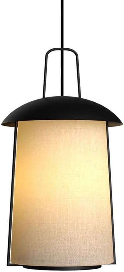 Lampe suspendue style japonais rétro en tissu avec spot E27 25x45cm