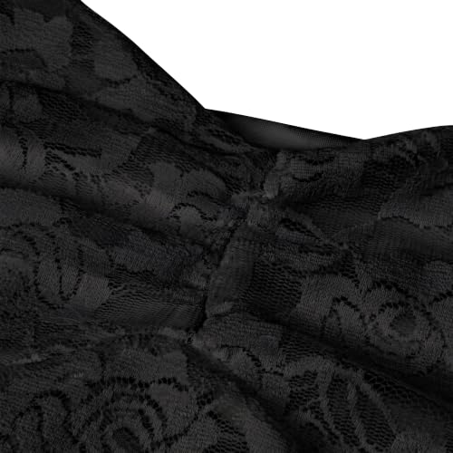 Image of PORRCEY Women's Sexy Rhinestone Lace Sheer Mesh Formal Evening Dress