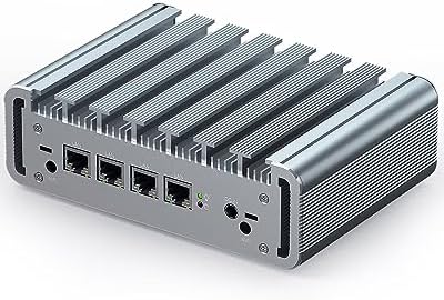 WEIDIAN Fanless PC Industrial 4*NIC Mini PC Firewall Appliance 2.5gbe Celeron J4125 16GB RAM 256GB SSD Small Computer Support Windows 11 Opnsense Debian WiFi USB VESA Mount Home Router