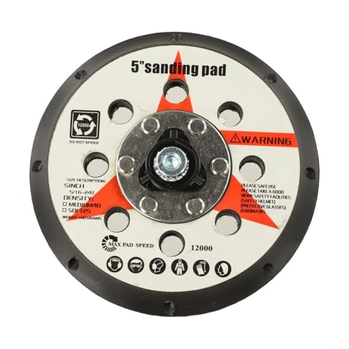 Noteflora 5 Inch M8 Thread 8 Hole Hook-Loop Backing Pad For Dual Action Buffer, High Temp Resistant PU Plate For Wood Metal Stone Sanding