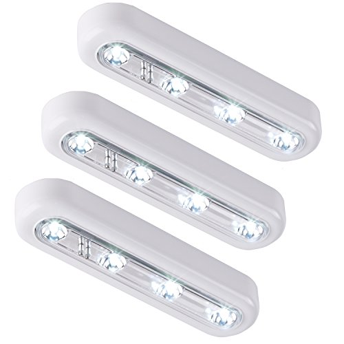 Lights4fun Set of 3 Battery Under Cabinet Cupboard Touch Lights with Stick On Pads Cool White LED