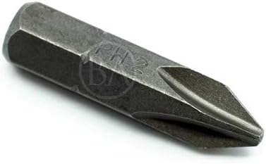 Benchmark Abrasives 1/4 Inch Hex Anti Slip Phillips Insert Screw Head Screwdriver Bits, Rotary Drill Bits for Repairing Electronics, Automotive Parts, Furniture (50 Pack) - (PH2 x 1-1/2)