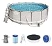Produktbild Bestway Power Steel Framepool Komplett-Set, rund, mit Filterpumpe, Sicherheitsleiter & Abdeckplane 427 x 122 cm
