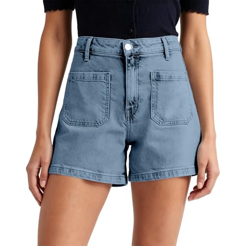 Short court femme en jean extensible et galbant avec poches d'été