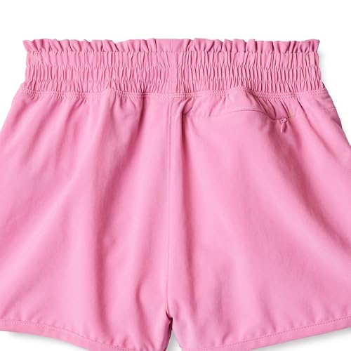 Image of Amazon Essentials Girls' High-Rise Athletic Performance Stretch Woven Shorts with Elastic Waistband