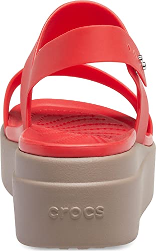 Image of Crocs Women's Brooklyn Low Wedge W Flame /Mushroom Fashion Sandals-2 Kids UK (206453-6SQ)