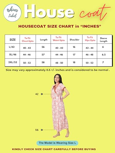 Image of 9shines Label Stylish Cotton Nighty Robe for Women | Front Open Floral Housecoat | Wrap Nighty with Pocket | Adjustable Waist Tie | Plus Size housecoat (HC-2026)
