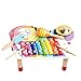 Q-FQRM Xilófono para niños, conjunto de instrumentos musicales educativos, incluyendo xilófono de color arco iris, mazos seguros, sonajero, gong, juguete y tambor de castañuela de madera (10 piezas)