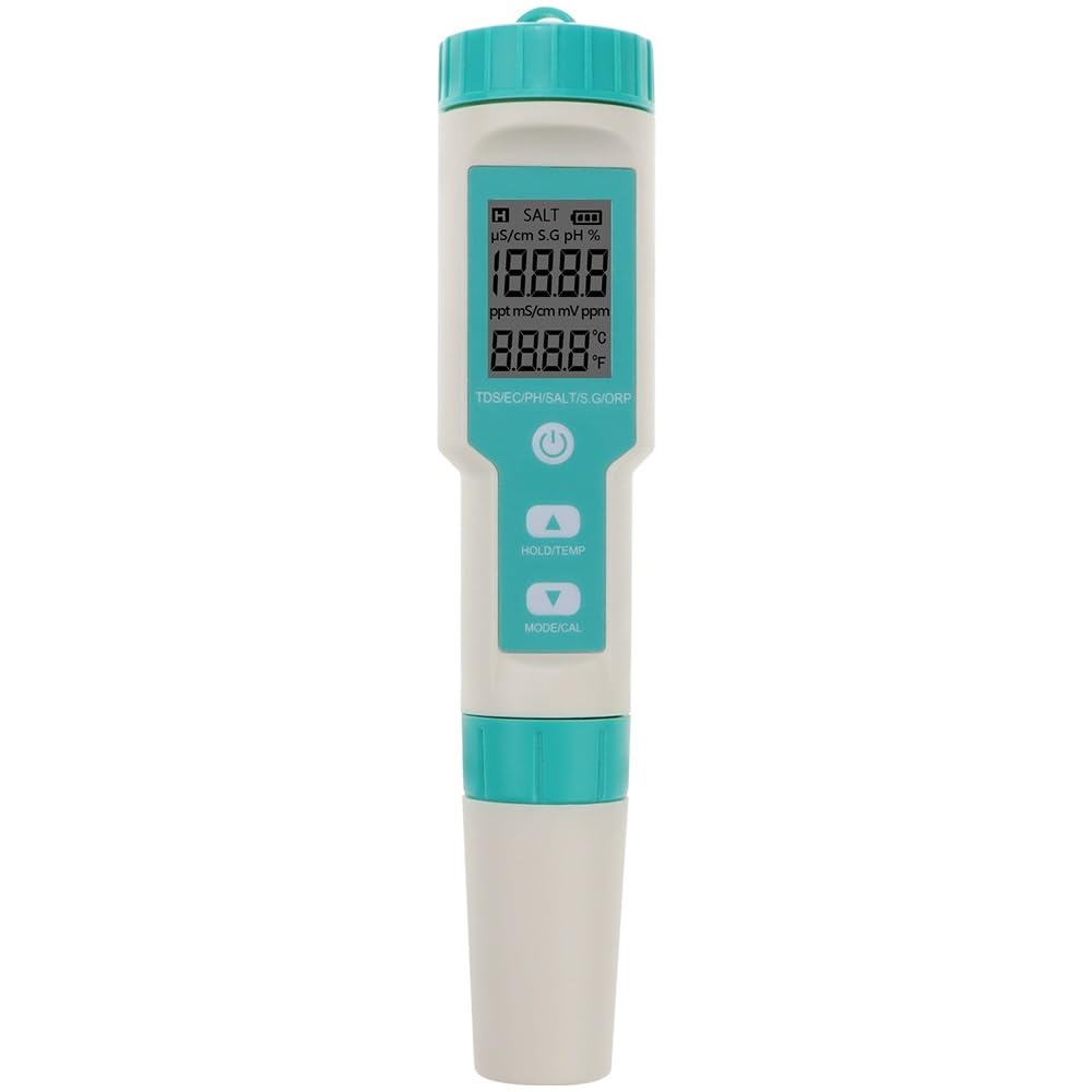 7 in 1 pH Meter PH/TDS/EC/ORP/Salinity/Meter Water Quality Monitor Tester Drinking Water Aquariums(Without Backlight)