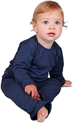Sweet Cheeks Merino Unisex Kid/Baby Pajama Set, 100% Merino Wool, 6-12 Months Blue, Long Sleeve Thermal Underwear Base Layer