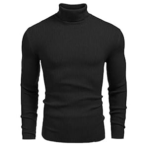 NORTHWIND Men’s High and Turtle Neck Cotton T-Shirt (Black, Medium)