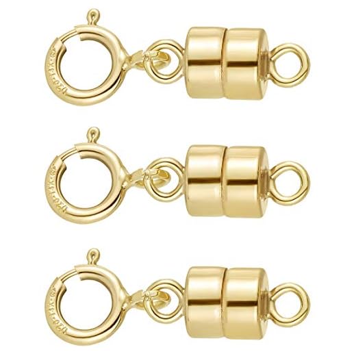 VIOSI Magnetic Necklace Clasps and Closures - Chain Extender Jewelry Clasp Converter - 14K Yellow Gold, Yellow Gold Filled or Sterling Silver (3 Pieces, 14K Gold Filled)