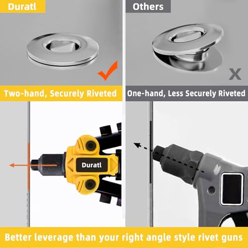 Rivet Gun, 1/4 Pop Rivet Gun Kit with 200 Blind Rivets, 5 Interchangeable Rivet Heads (3/32", 1/8", 5/32", 3/16", 1/4"), Heavy Duty Hand Riveter Tool for Metal, Gutter & Automotive - Image 5