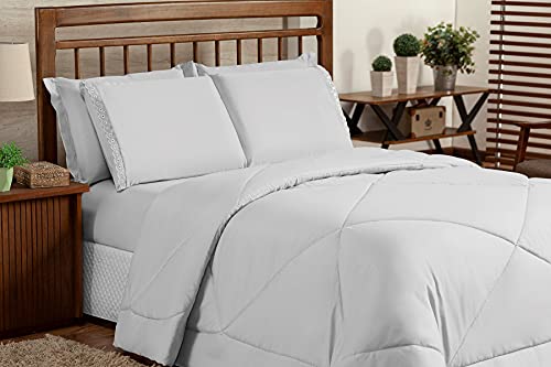 Conjunto Edredom Aconchego Queen 06 Peças - Cores (Branco)