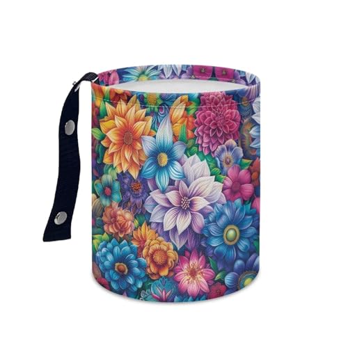Image of Hanging Portable Car Boho Flower Print Multipurpose Car Accessories Interior Universal Collapsible Back Seat, Front Console, Floor, or Hanging Headrest Waste Basket