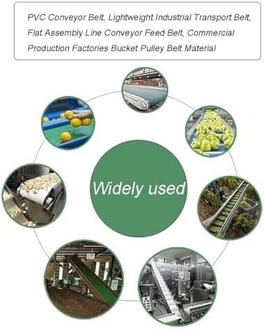 Zielony przenośnik taśmowy PVC do użytku przemysłowego - 50 x 120 cm idealny do pakowania linii produkcyjnych Wytrzymały materiał zapewniający wydajną pracę.