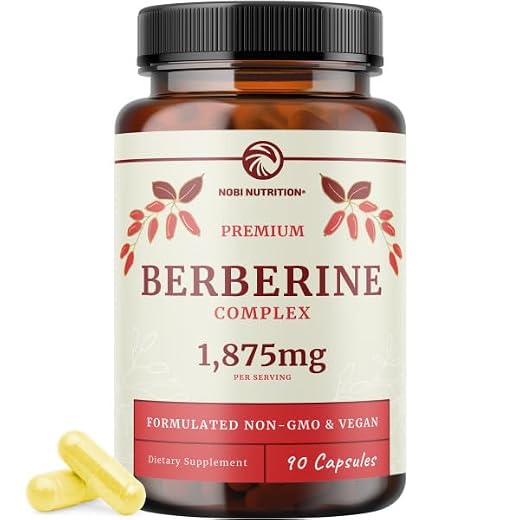 Nobi Nutrition Berberine 1000mg HCL to Support Cardiovascular Health | Berberine Supplements | Berberine 500mg Per Capsule with Bitter Melon | 90ct