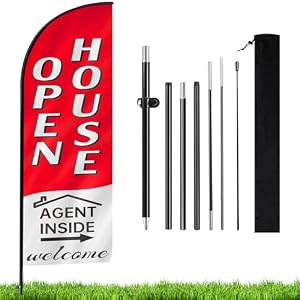 7.9FT Open House Signs for Real Estate Agents, Flag and Pole Kit