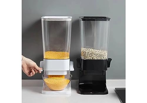 Foto von Müslispender, Zerkleinert Keine Cerealien Beim Ausgeben, Wandmontage Cereal Dispenser für Cornflakes HBT: 19,5x16,6x42,3cm 5,5L, Schwarz - 1 Stück (Quadratisch - weiß)