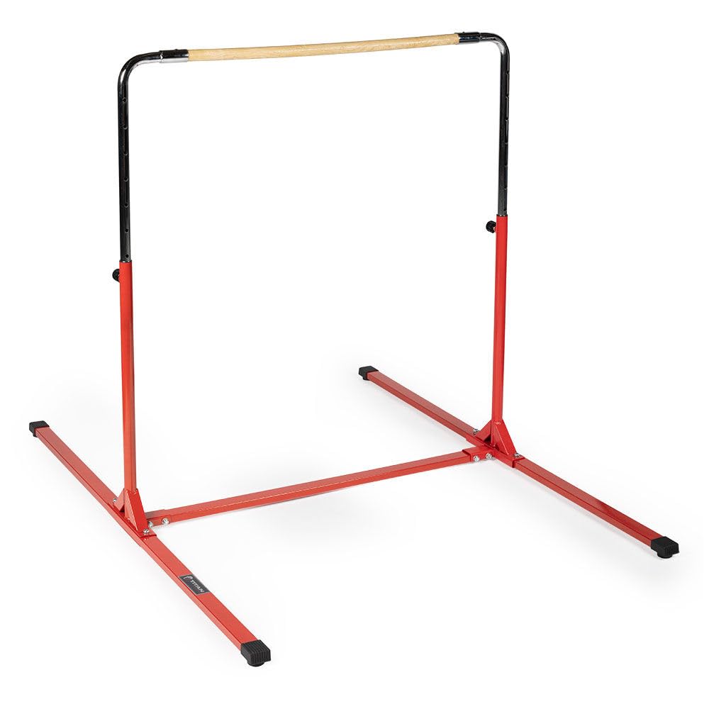 Titan Fitness Jr. Kip Bar for Kids, 36in to 56in Adjustable Horizontal Height, Rated 125 LB, Strong Solid Wood Bar & Stainless Steel Frame