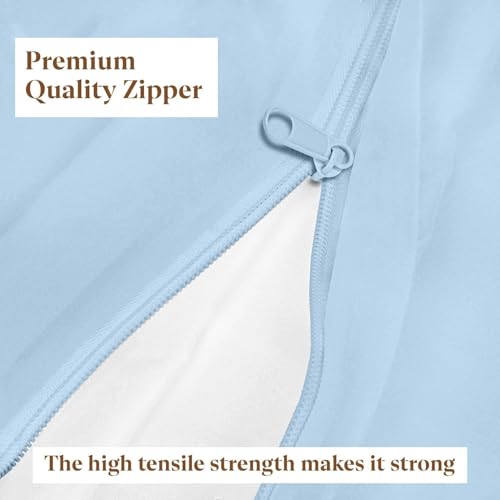 Image of Zippered Mattress Topper 75 inchx60 inchx8 inch Terry Cotton Waterproof Mattress Protector | Dust Mite Proof, Bed Bug Protection Mattress Cover for Queen Bed Size with 8 inch Drop (75x60x8,Light Blue)