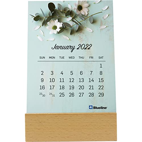 Blueline, Redc6422, Wood Base Desk Calendar, 1 Each, Multicolor #TOP1