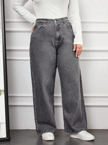 Image of KOTTY Women's Plus Size Straight Fit Denim Jeans with Comfortable Waist and Denim Fabric