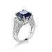 Banemi Bague Fiancaille Couple Bague Mariage Or Blanc avec Zirconium Bleu Anneau Agréable à Porter Cadeau Mariage Bague Taille 61.5