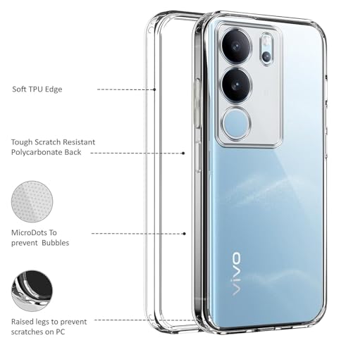 Image of NISHTECH for Vivo V29, Vivo V29 Pro 5G Premium Transparent Hybrid Soft Slim Dust Proof Back Case Cover Silicone with Camera Protection