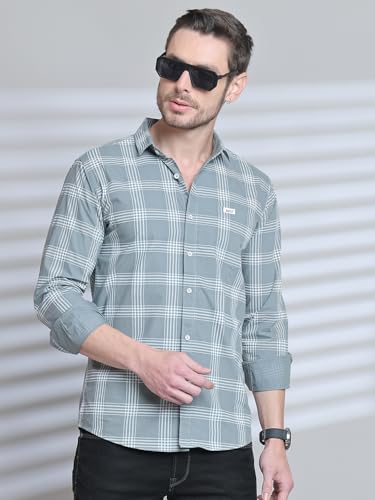 Image of Majestic Man Slim Fit Cotton Casual Check Shirt for Men