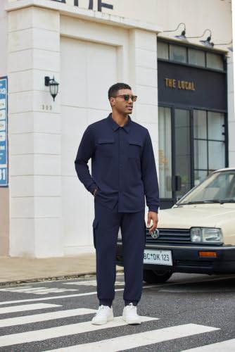 COOFANDY Casual Tracksuits for Men Set Sweatsuit Jogging, Navy Blue, Small - image 3
