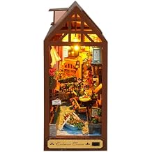 Maxmartt 3D Wooden Book Stand Puzzle Miniature House Kit,DIY Doll House Nook Model Building Kit for Adults