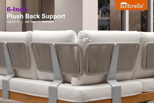 Image of PURPLE LEAF Patio Furniture Set Outdoor Sectional Sofa with Coffee Table Fade-Resistant Cushions Wicker U-Shaped 9 Pieces Aluminum Conversation Sets for Balcony Yard Poolside Garden, White