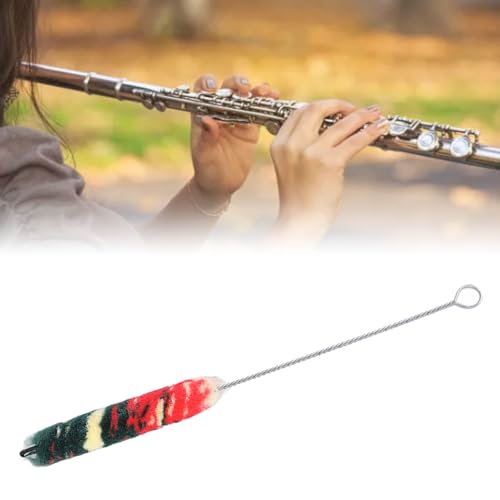 Tissting Clarinet Brush 9.4in Color Metal Piccolo Cleaning Swabs Rod Cotton Thread Flute Brush Cleaner for Musical Instrument