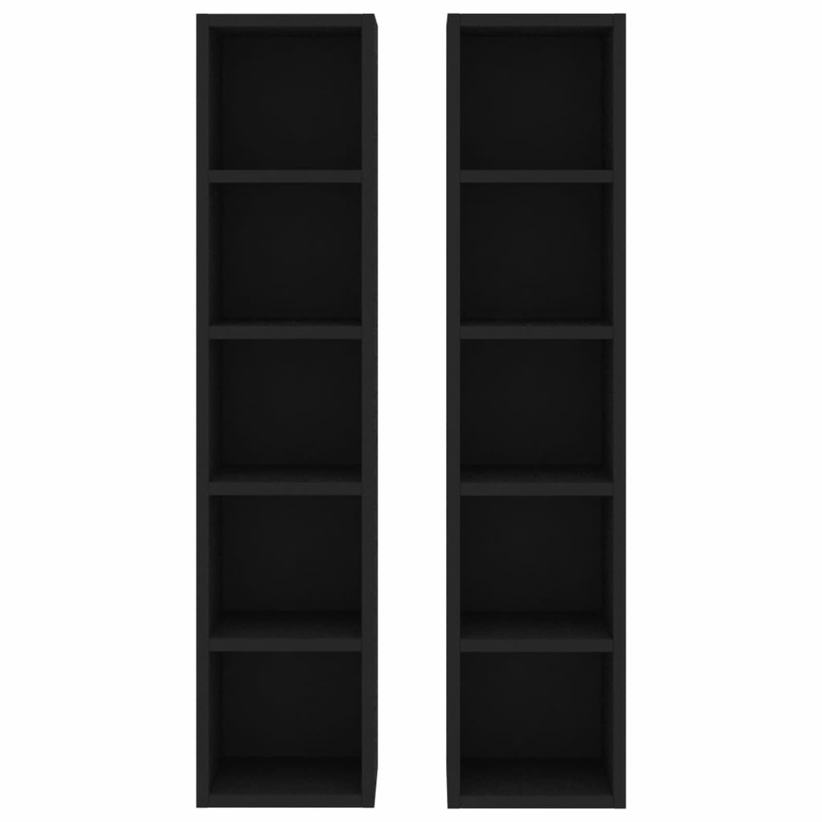 Estantería para CDs, Vitrinas para Colecciones De Pie, Estanterias, Vitrina para Perfumes, Mueble CD, Mueble Estanteria, 2 Unidades Negro aglomerado 21x16x93,5 cm